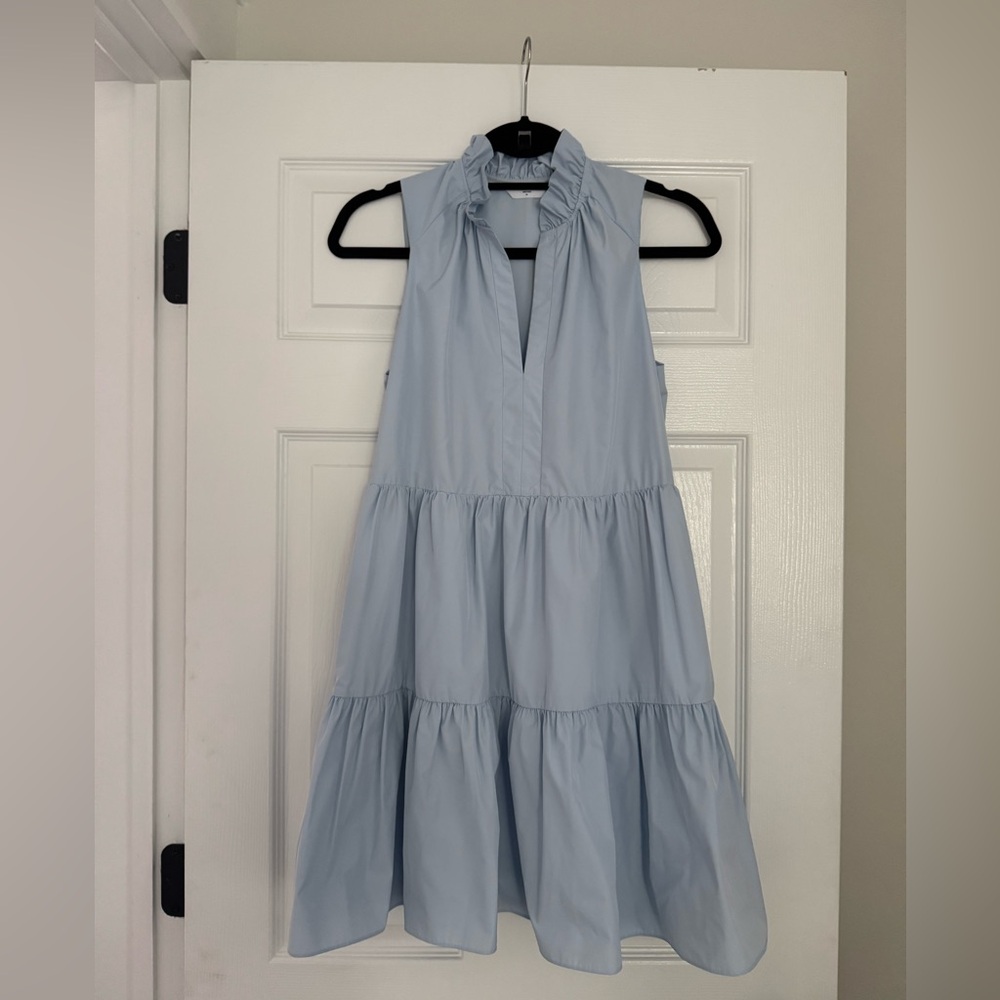 Light Blue Sleeveless Tiered Dress
